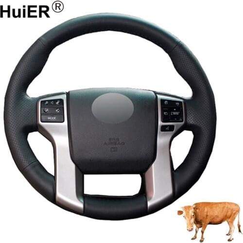 Hand Sewing Car Steering Wheel Cover Top Cow Leather For Toyota Land Cruiser Prado 2010-2017 Tundra 2014-2019 Tacoma 2012 - 2019