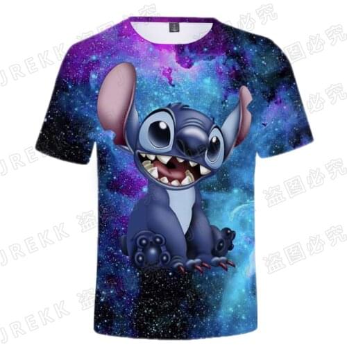 Cartoon Anime Stitch Mens T-shirt Summer Fashion 3D Print Short Sleeve T Shirt For Children Oversized Casual Women Tee Tops