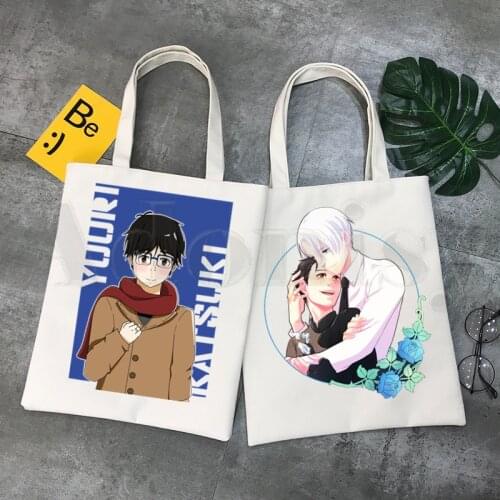 Hot Japan Anime Yuri on Ice BL Yaoi Cartoon Manga Handbags Shoulder Bags Casual Shopping Girls Handbag Women Elegant Canvas Bag