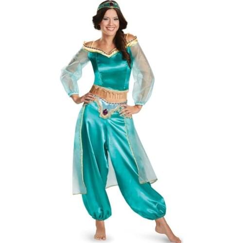 Halloween Sexy Fairy Tale Aladdin Lamp Jasmine Princess Cosplay Costume stage performance Belly Dancer Fancy Dress