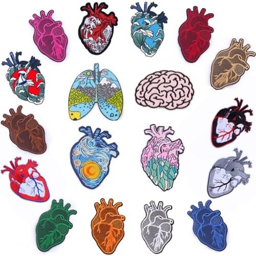Colorful Heart Love Patches Stickers Iron on Patches Stripes Badges Embroidery Patch for Backpack Stickers on Dress Clothing