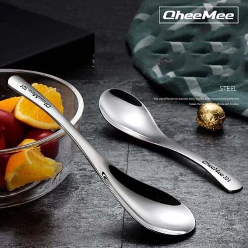 Chinese Style 304 Stainless Steel Spoon Small Creative Household Set Soup Adult Thickened Mirror Reflection