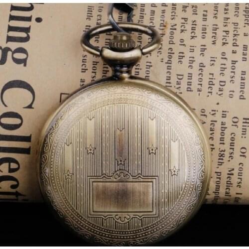 Best Gifts Hand Wind Mechanical Pocket Watch With Fob Chain Mens Hollow Skeleton Dial Bronze Steel Steampunk Watch Relogio