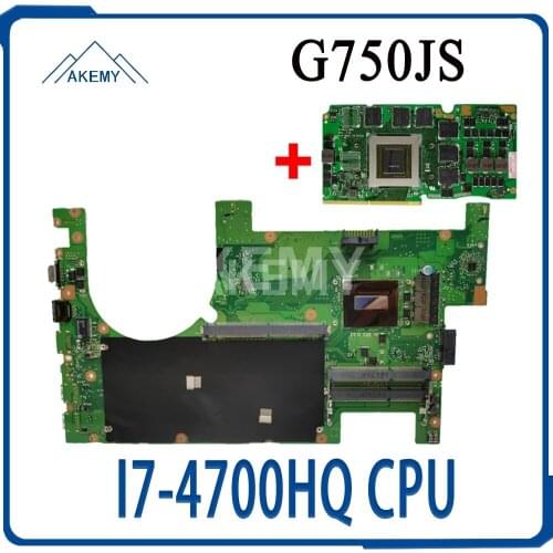 Akemy G750JS mainboard I7-4700HQ CPU For Asus G750JS G750J laptop motherboard 100% Tested Support GTX870M graphics card