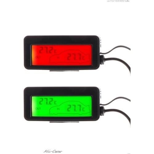 Mini Blue LCD Digital Car LCD Display Indoor Outdoor Thermometer 12V Vehicles 1.5m Cable Sensor