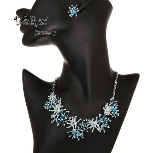 Fashion Enamel Coral Choker Necklace Designs Vintage Statement Jewelry Set Necklace and Earrings Sets for Women Accessories Girl