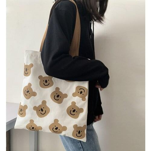 Fashion Shoulder Bags for Women 2021 Brand New Abstract Printing Canvas Casual Tote Bags Students School Bags Handbags