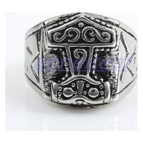Retro Gothic Thor Totem Finger Ring Mens Punk Biker Ring Hip Hop Personality Rings Gift