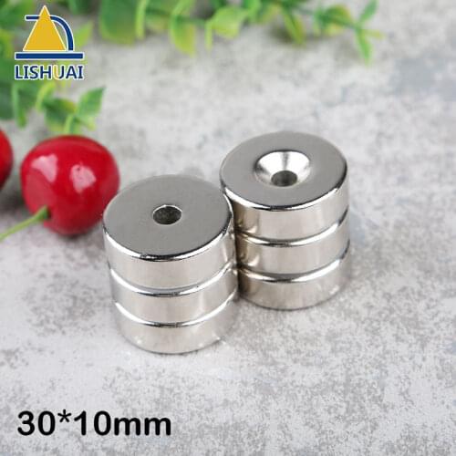 N35 Countersunk Ring Strong Permanent Magnet, Neodymium Magnet, Round Rare Earth Hole Magnet Size D30*10mm Hole 6mm