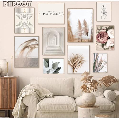 Beige Reed Dandelion Wall Poster Grass Natural Wall Art Canvas Painting Nordic Poster Bedroom Pictures for Living Room Decor