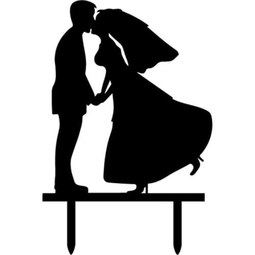 Bride Groom Happy Wedding Cake Flags Black White Gold Silver Acrylic Cake Topper For Wedding Engagement Anniversary Party Decor