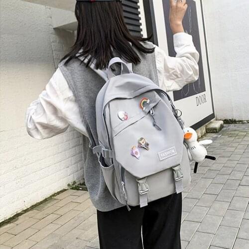2021 New Fashion Women Bag Female Kawaii Cute Waterproof Travel Big Backpack for Girls Rucksack Black Bookbag Schoolbag Mochila