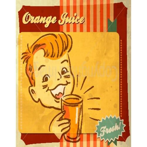 FRESH ORANGE JUICE BAR RESTAURANT METAL TIN SIGN POSTER WALL PLAQUE