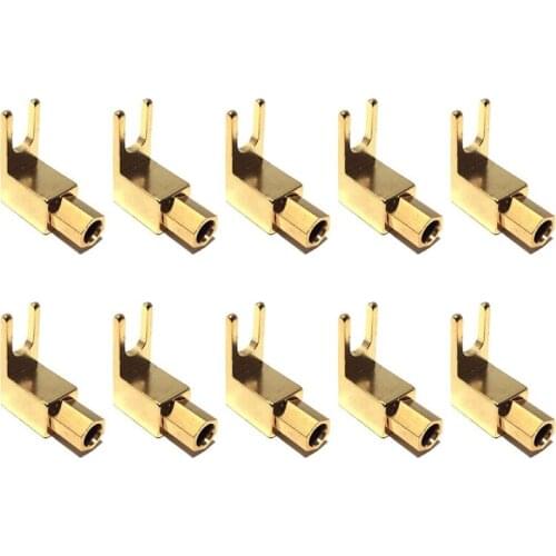New Right Angle Spade Fork & Binding Post - 4mm Banana Plug Socket - Spade Fork Connector for Speaker & Power & Amp(10 Pack)