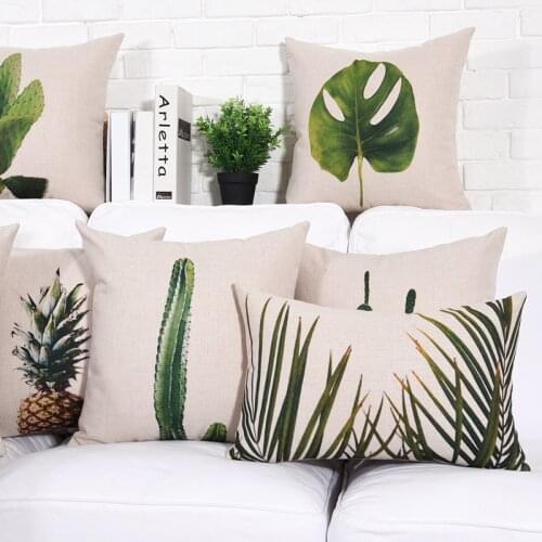 Contracted Style Natural Plant Cactus Pineapples Printed Cushion Cover Home Decorative Sofa Pillow Case Almofada Cojines