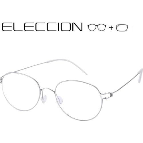 Myopia Prescription Glasses Optical Eyeglass Titanium Rim Round Frame Mens Eyeglasses Women Screwless Eyewear Korean Denmark