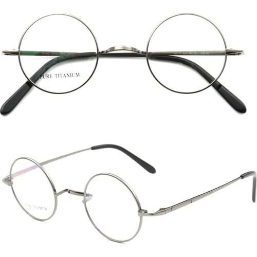 Women Retro Lennon Pure titanium Glasses Frames Men Round Glasses Metal Eyeglasses Frames Gold Fashionable Classic Rx Eyewear