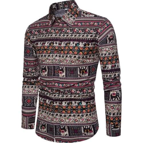 Wholesale Cheap Men Plus size 5XL Floral Fashion Printed African Ethnic Colorful Stylish Long Sleeve Shirt