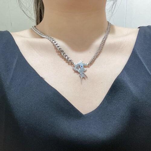 Irregular pattern stainless steel necklace personalized custom custom pattern European and American jewelry gift with diamond