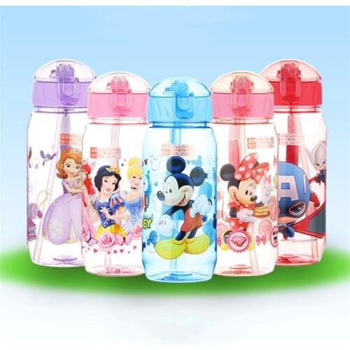 450ML Disney Mickey Minnie Cartoon Water Cup Tritan Potable Kid Feeding Bottle Girl Boy School Water Bottle Drinkware Gifts