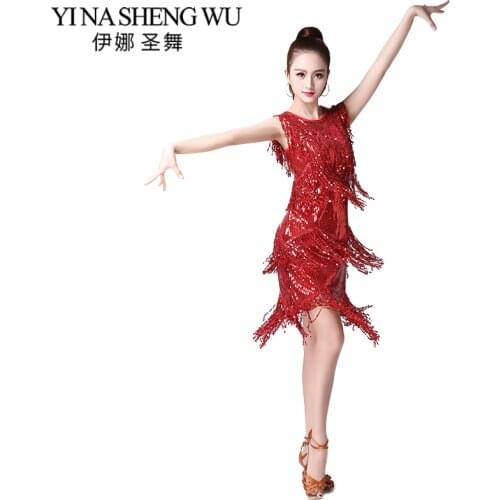 Latin Dance Sequins Tassel Performance Clothing Latin Dance Stage Performance Dress Latin Cha Cha Samba Rumba Competition Dress