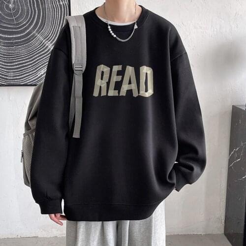 INXYZ 2021 Autumn New Men Pullover Letter Print Round Neck Trend Versatile Fashion Casual Oeversize Hoodie Comfortable Unisex