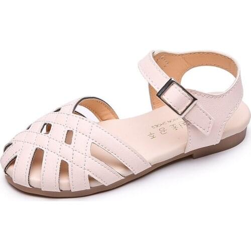 CUZULLAA Kids Summer Closed Toe Cut-Outs Beach Sandals Gladiator Shoes Children Girls Non-slip Sandals Size 21-30