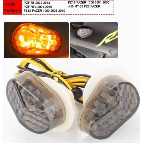 Motorcycle Turn Signals LED Light Smoke Blinker Flashing Indicator 12V For Yamaha YZF R6 2002-2013 FZ1S FAZER 1000 2006-2010