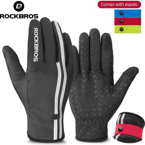 ROCKBROS Full Finger Cycling Gloves Winter Warm MTB Bicycle Glove Outdoor Sports Moto Fitness Touch Screen Mitten Bike Equipment
