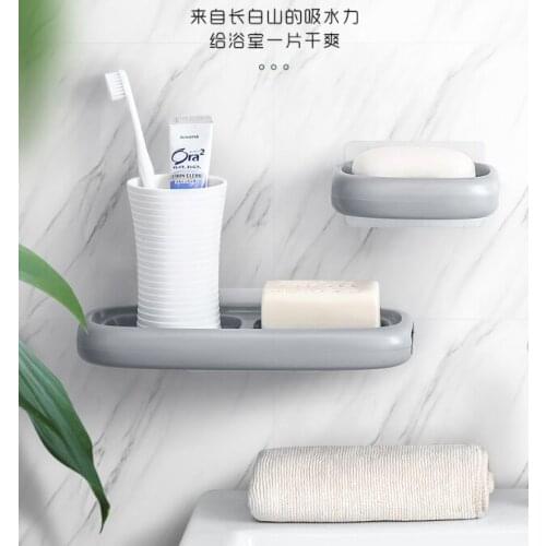 Absorbent diatom mud suction cup wall-mounted perforation-free draining toilet laundry creative soap box J05