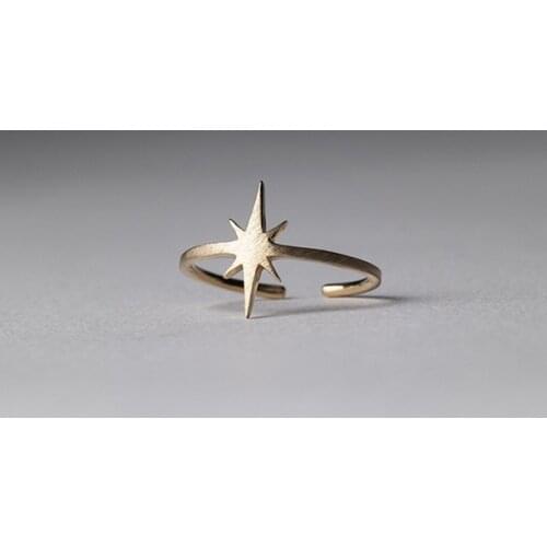 WOMENS Authentic S925 Sterling Silver Fine Jewelry GOLD direction Sun rings J392