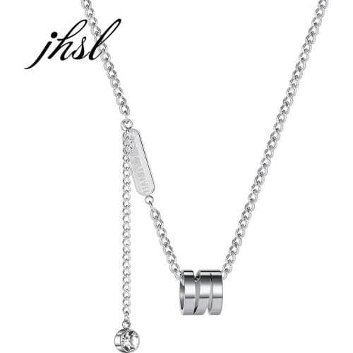 JHSL Women Necklaces Heart Pendants Classic Silver Color Fashion Jewelry Girlfriend Birthday Gift Stainless Steel Chain
