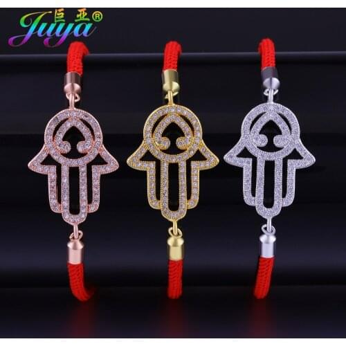 Gold/Rose Gold Micro Pave Zircon Hamsa Hand Of Fatima Charm Bracelet Adjustable Rope Chains Bracelets For Women Men Gift Jewelry