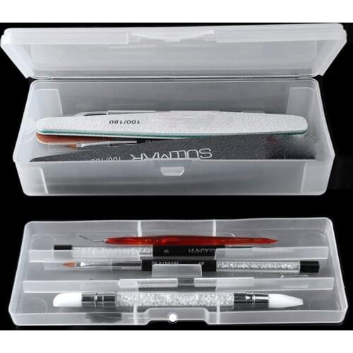 1Pc Rectangle Double-layer Nail Art Tool Empty Storage Box Tweezers Clippers Pens Polishing Nail Buffer Files Plastic Container
