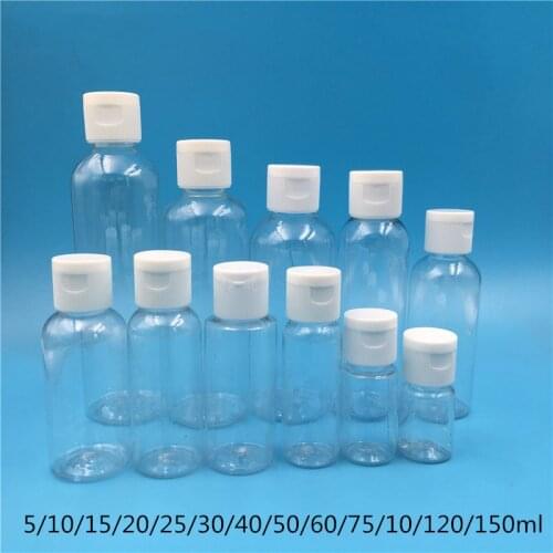 10ml 20ml 30ml 50ml 100ml 200ml Empty Plastic Bottle Cosmetic Water Perfume Container Makeup Lotion Packaging Flip Cap 20pcs