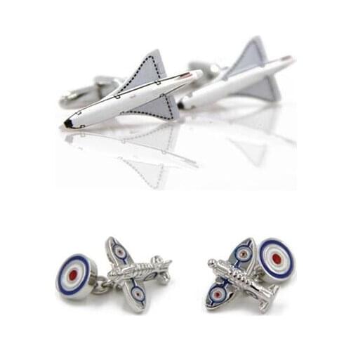 10pairs/lot Plane Chain Cufflinks Retro Fighter Chain Cuff Links Silver Plating Airplane Gemelos Jewellery Mens Jewelry
