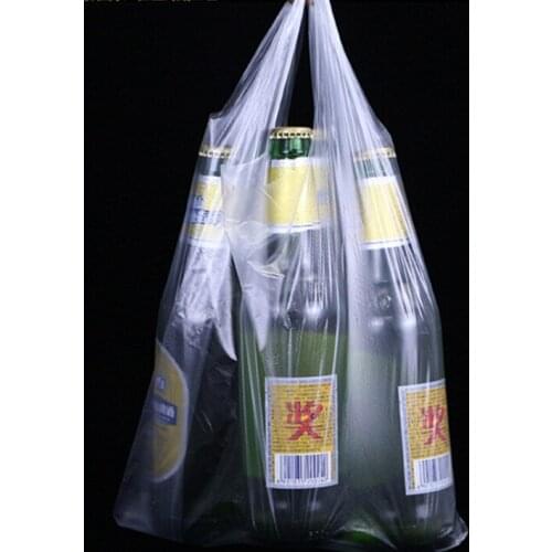 100pcs Transparent Plastic Bags Shopping Bag Supermarket Bags With Handle Food Packaging Plastic Shopping Bag Food Packaging