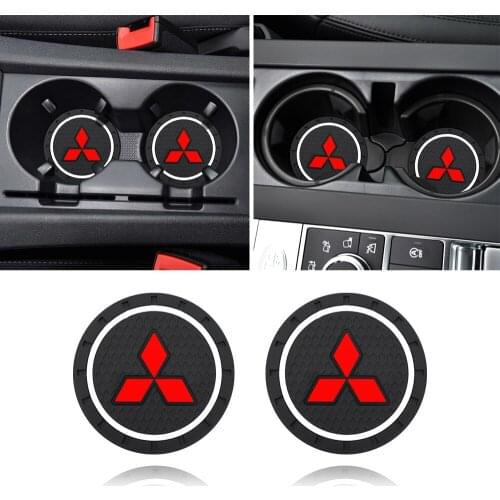 2PCS Car Coaster Cup Holder Non-slip Mat Interior Styling For Mitsubishi Pajero Sport ASX Lancer L200 Attrage Xpander Eclipse
