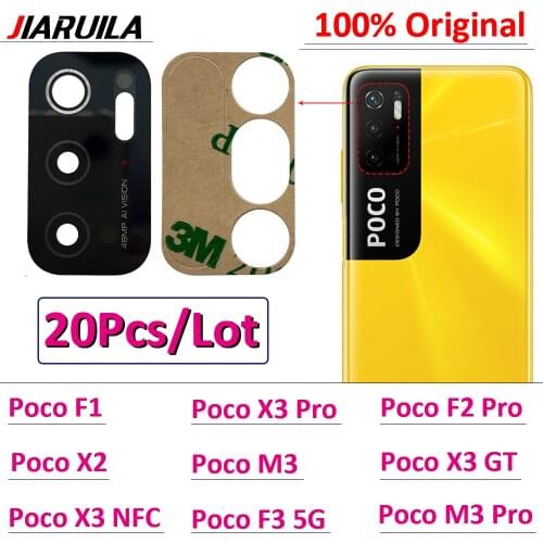 20Pcs/Lot, For Xiaomi Poco X3 Pro M3 F3 5G Poco X3 NFC Global Version Rear Back Camera Glass Lens Cover With Adhesive Sticker
