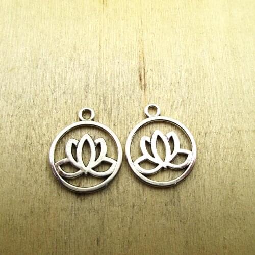 20pcs--24x20mmLotus Flower Charms 2 sided Lotus Flower Charm pendants DIY necklace/ bracelets charms antique silver tone