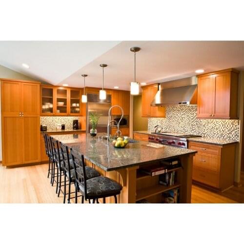 2019 hot sales new design classic custom made solid wood kitchen cabinets matt flat panel wooden kitchen with island SKC1612024