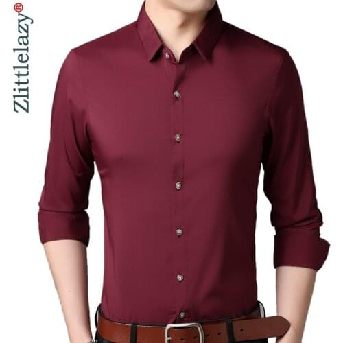 2020 Brand Casual Luxury Autumn Long Sleeve Slim Fit Men Shirt Streetwear Social Dress Vintage Shirts Mens Fashions Jersey 90342