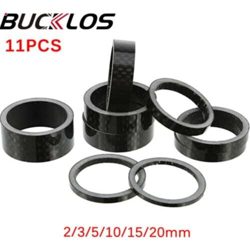 28.6mm 11pcs 1 1/8" 3mm 5mm 10mm 15mm 20mm Carbon Fiber Washer Bike Bicycle Headset Stem Spacers Kit Bike Accessories
