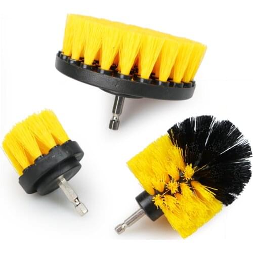 3Pcs/Set 2/3.5/4'' Electric Scrubber Brush Drill Brush Kit Plastic Round Cleaning Brush for Carpet Glass Car Tires Nylon Brushes