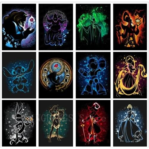 5D DIY Diamond Painting Disney Princess Stitch Beauty The Beast Queen Black Art Diamond Embroidery Mosaic Handmade Home Decor