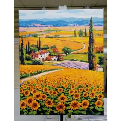 Frameless diy paintings by numbers flowers diy picture by numbers on canvas for home decor 4050cm sunflower field