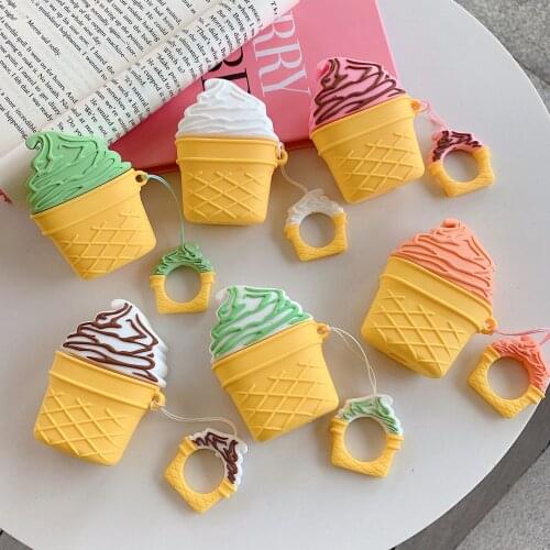 DHL For Icecream AirPods Case Fashion ins style Candy Case For Apple Airpods Earphone Protective Cover with Finger Ring Strap