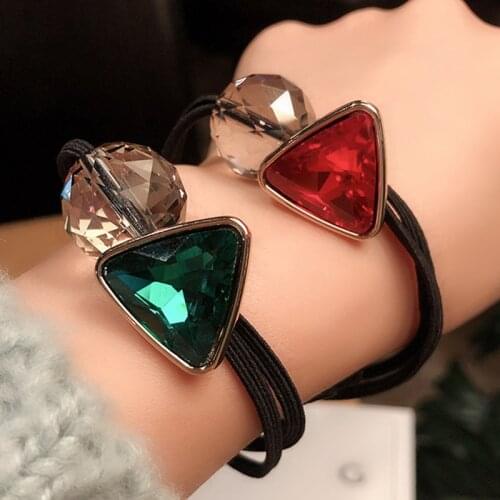 Korea Colorful Geometric Crystal Ball Elastic Hair Bands Rubber Band Hair Accessories For Girls Hair Ties Gum for Hair