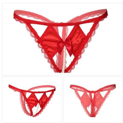 Erotic Lingerie Thong Womens Panties Sexy Pearl G Touch String Thong Brief Female Low Waist Underwear Women Underpant Pant