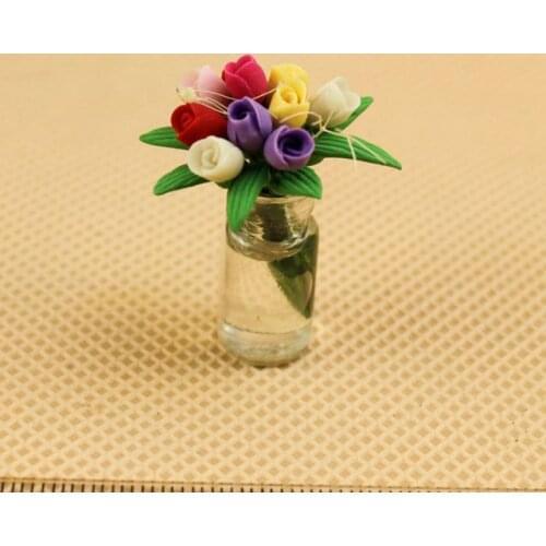G05-X105 children baby gift Toy 1:12 Dollhouse mini Furniture Miniature baby mini flower Tulip glass 1pcs